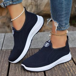 Bequeme Low-Top-Sneaker aus Stoff, atmungsaktive Slip-On-Sohle, weiche Schuhe, Innen- und Innensohle aus Stoff – Ganzjahres-, Freizeit- und Outdoor-Sportschuhe für Damen 38 schwarz