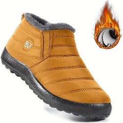 Ultrawarme Winterstiefel - Rutschfeste Dicke Sohle, Arktisgradig Isolierte Schneestiefel, Niedriger Absatz, Runde Zehenpartie, Outdoor-Wandern Einfarbig, Wanderstiefel 43 khaki