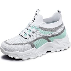 Große atmungsaktive Mesh-Plateau-Sneakers für Damen, lässige Schnürschuhe für draußen, bequeme Low-Top-Sneaker 37 grün