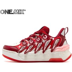 ONEMIX Herren Herbst- und Wintersportmodeschuhe, leichte Plateauschuhe, niedrige Damenschuhe, Jugend-Freizeitschuhe 35 rot