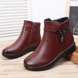 Damenstiefel Winter Baumwollschuhe Plus Samt Rutschfeste Warme Schneestiefel Lederschuhe Wasserdichte Kurze Stiefel Damen 35 braun