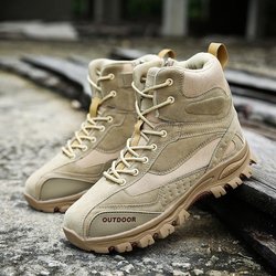 Taktische Kampfstiefel Herren Wanderstiefel Echtleder Bergsteigerschuhe 45 beige