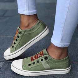 2024 Neue Mode Vielseitig Bequeme und leichte Outdoor-Sportarten Einfarbig Flache Unterseite Atmungsaktive Außenbekleidung Rutschfeste Casual Canvas-Schuhe 41.0 grün