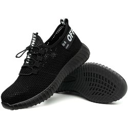 Herrenmode Stahlkappenschuhe Kevlarfaser Sicherheitsschuhe Atmungsaktive Anti-Smashing Anti-Piercing-Arbeitsschuhe für Männer 39 schwarz