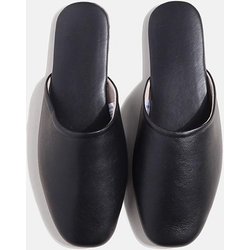 Herren- und Damen-Lammfell-Hausschuhe - Atmungsaktives Leder für Zuhause Men's L (42-43) schwarz