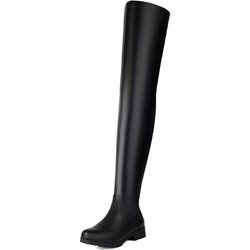 Modische Overknee-Stiefel für Damen, Herbst- und Winterschuhe, elastisch, schwarz-weiß, lange Overknee-Stiefel, Partyschuhe für Damen, Größe 45 42 schwarz