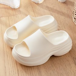Sommer Damen Sandalen Keilabsatz Zehensteg Pantoletten Hausschuhe Dicksohlige Plateau Schuhe Offene Zehen Strand Sandalen Weich Bequem Outdoor 36-37 beige