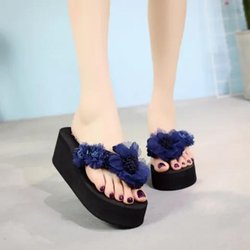 Flip-Flops mit Blumen-Absatz und dicker Sohle, hochhackige Hausschuhe für Damen, Strand, rutschfeste Hausschuhe, modisch, leicht, bequem, schlicht, lässig 40