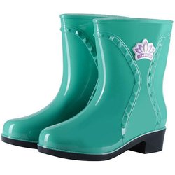 Regenstiefel Damen wasserdichte Schuhe für Erwachsene Mode mit mittlerem Rohr rutschfeste Regenstiefel Küche Autowaschanlage Gummischuhe 40 grün