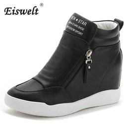 Frauen-Plateau-Keilabsatz-Stiefeletten-Frauen-Schuhe mit erhöhter Plattform-Sohle-Mädchen-Freizeitschuhen 40 schwarz