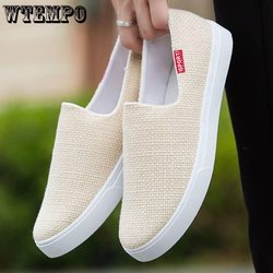 Stoffschuhe Herren Freizeitschuhe One Foot Stirrup Loafers Mode Herrenschuhe Atmungsaktive Boardschuhe 43 beige