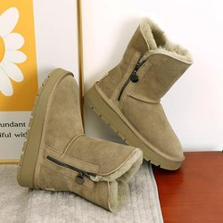 Wadenhohe Schneestiefel mit dicker Sohle für Damen im Winter 2025, neues Fleece, verdickt, warme und bequeme Baumwollschuhe 38
