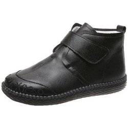 Damen-Stiefeletten aus echtem Leder, dicker Boden, Plüschschuhe, Damen-Winter-warme Schuhe, modische coole Schuhe 40 schwarz