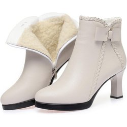 Herbst/Winter Damen Stiletto Stiefeletten - Spitzschuh, Kleiner Absatz, Plus Samt 40