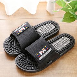 Sommer Herren Fuß Akupunktur Massage Pediküre Hausschuhe Home Badezimmer Rutschfeste Deodorant Paar Freizeit Indoor Sandalen 44-45 schwarz
