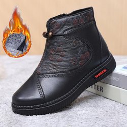 Damen Winterstiefeletten mit Kunstfellfutter, rutschfeste Stiefeletten aus PU-Leder, warme Schneestiefel für Damen, bequeme Plateau-Kurzstiefel mit seitlichem Reißverschluss 39