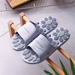 Massage-Hausschuhe, Sommer, für Männer und Frauen, rutschfest, weicher Boden, Badezimmer, Badewanne, undichte Paare, Schlafzimmer, Flip-Flops, Sandalen und Hausschuhe 44-45 grau