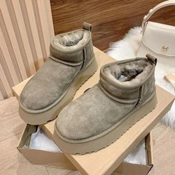 2024 Neue Damen Schneestiefel Verkauf Neue Plüsch Warme Lässige Winter Stiefeletten Klassisches Wildleder Bequem Dicksohlige Botas De Mujer 39 graue