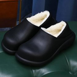 Wasserdichte Baumwollhausschuhe für Damen, Winter, drinnen und draußen, süße, warme Schuhe aus Samt für zu Hause, rutschfeste Wollhausschuhe 34/35 orange