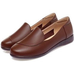 Schwarze Kunstlederschuhe Damen Flacher Mund Slip-on Bequeme weiche Leder Arbeitsschuhe Einfach Lässig Frühling Herbst 35