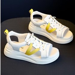 Sportsandalen für Damen, Sommer, Studenten, All-Match, Muffin, dicker Boden, lässige Strandschuhe 39 gelb