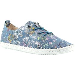 Lunar Damen/Damen Exbury Leder Turnschuhe mit Blumenmuster 4 UK blau