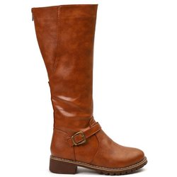 Mode Frauen Kniehohe Stiefel Mode Low Heels Square Plateau Lange Stiefel Braun Schwarz Leder Zip Winter Frauen Warme Schuhe Booties 40 gelb