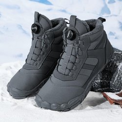 Winter Warme Damen Herren Sneakers Barfuß Wasserdicht Rutschfeste Atmungsaktive Schneestiefel High-Top Gepolsterte Camping Wanderknöchelschuhe 39 grau