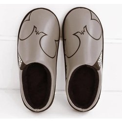 Baumwollpantoffeln für Damen, Winter, dickbesohlte, rutschfeste Hausschuhe für Zuhause, Paarmodelle, PU-Oberfläche, wasserdicht, warm, Samtpantoffeln, Herrenpantoffeln 40/41 khaki