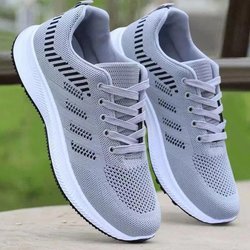 Sneakers Herren Atmungsaktive Freizeitschuhe Leichte, rutschfeste Laufschuhe mit weicher Sohle für Herren 44 grau
