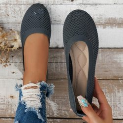 Große runde Zehenpartie mit flacher Sohle, Einzelschuhe, Damen-Bohnenschuhe, Sport- und Freizeitschuhe 43