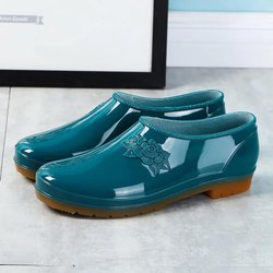 Regenstiefel wasserdichte Schuhe Gummischuhe Überschuhe Mode Wasserstiefel Erwachsene Küche Autowäsche Arbeit Verschleißfest Rutschfest Kurzer Lauf 38 blaugrün