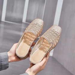 Sandalen Europäische und amerikanische Damen Sexy Strass High Heels Damen Sommer Baotou Atmungsaktive Mittelabsatz Blockabsatz Tragen Sandalen 39 gold
