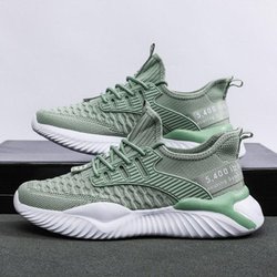 WTEMPO Herren Sommer Turnschuhe Mesh Outdoor atmungsaktive Sportschuhe Dicke Sohle Rutschfeste klobige Sneaker Casual Laufschuhe 44 grün