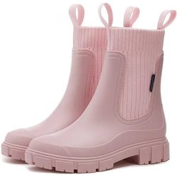 Modische, wasserdichte Gummischuhe für Damen, Gummistiefel für Damen, niedrig geschnittene Regenschuhe, wasserdichte und rutschfeste Damenstiefel 39 rosa
