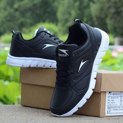 Frühling und Herbst Leder Oberfläche Sneakers wasserdichte Freizeitschuhe weiße Laufschuhe Student modische Schuhe weiße Sneakers Unisex Schuhe Tennis 36 schwarz