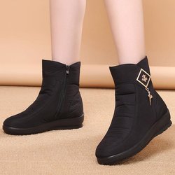 Schneestiefel Damen Winter Warme Stiefeletten für Damen Dickes Fell Baumwollschuhe Damenschuhe Outdoor Damen Winterstiefel Plus Size 40 schwarz
