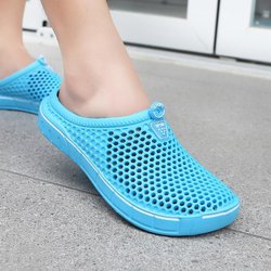 Damen Einfarbig Flache Hausschuhe Slipper Runde Zehenpartie Rutschfest Outdoor Freizeit Schuhe Strandschuhe für Frühling und Sommer 42 himmelblaue