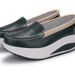 Neue Damen Plateauschuhe aus echtem Leder mit Keilabsatz, weiße Damen-Freizeitschuhe, Swing-Mutterschuhe, Größe 34-41 40