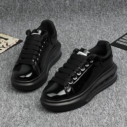 Helles Lackleder, kleine weiße Schuhe, Damen-Paar-Plateauschuhe mit dicken Sohlen, Damen-Turnschuhe 36 schwarz