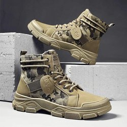 Retro High Top Schnürstiefel für Herren Herren Innenverstärkung Camouflage Passende Schuhe Outdoor Wanderstiefel 44 khaki