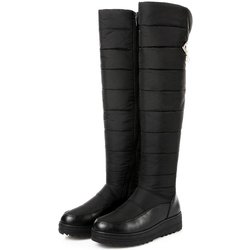Daunen warme Plüsch hohe Schneestiefel Frauen 2024 Winterschuhe Plattform Damen Overknee-Stiefel Damenmode Pelz wasserdichte Schuhe 44 schwarz