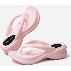 6 cm Flip-Flops, rutschfeste High-Heel-Hausschuhe, Damen-Hausschuhe mit schrägem Absatz, dicke Sohle, Sommer-Strandschuhe, modisch und bequem 39/40 rosa