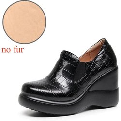 8cm Kleine Größe 32-43 Mode Tiefes Dekolleté Plateau Keilabsatz Schuhe Damen Pumps Slipper 2025 Herbst High Heels Schuhe für Büro Mutter Arbeit 36