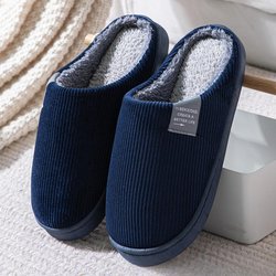 Hausschuhe, Warme Baumwollschuhe für drinnen, Rutschfeste Baumwollpantoffeln 42-43 navy blau