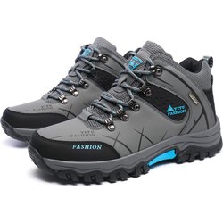 TUINANLE Männer Stiefel Wasserdichte Leder Turnschuhe Outdoor Männlichen Wanderschuhe Arbeitsschuhe Größe 39-47 43 grau