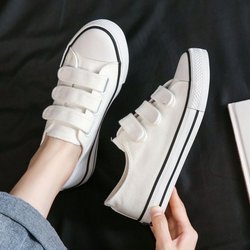 Canvas-Schuhe mit Klettverschluss, Unisex, modische Boardschuhe, Stoffschuhe für Jungen und Mädchen 39 weiß
