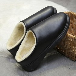 Herren Wasserdichte Baumwolle Hausschuhe Winter Haushalt Dicken sohlen Rutschfeste Baumwolle Hausschuhe Hause Leder Schuhe 44