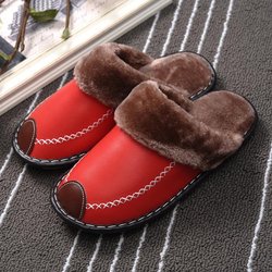 Bestellen Sie eine Nummer größer gemütliche Hausschuhe für Herren/Damen, flauschig, weich, bequem, warme Hausschuhe für den Winter 39-40 rot