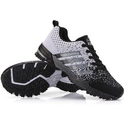 Herren Damen Ultraleichte, atmungsaktive Sportschuhe zum Laufen, bequeme Mesh-Sneaker, 35–47 43 schwarz grau